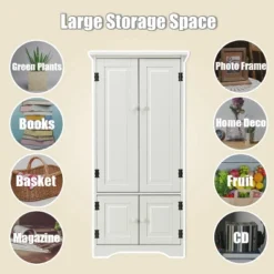 Costway Accent Storage Cabinet Adjustable Shelves Antique 2 Door Floor Cabinet White -Costway GUEST 274aa1e6 d8e7 43fc af71 cfb2367a5286