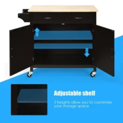 Costway Modern Rolling Kitchen Island Cart Wood Top Storage Trolley With Storage Drawers -Costway GUEST 274ce92c 1587 4733 bb22 49ec3953f650 1