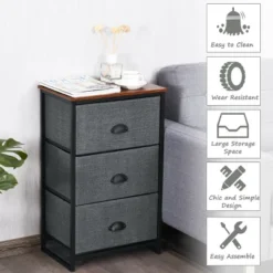 Costway 3 Drawer Nightstand Side Table Storage Tower Dresser Chest Home Office Furniture -Costway GUEST 276b76fd 07e5 434b 8966 5d0a7069c1f7