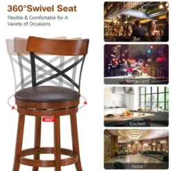 Costway Set Of 4 Bar Stools Swivel 25'' Dining Bar Chairs With Rubber Wood Legs 13 Costway Set Of 4 Bar Stools Swivel 25'' Dining Bar Chairs With Rubber Wood Legs -Costway GUEST 276e92bc 8204 4780 9b6c 81e3c501d1c3