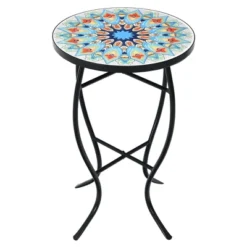 Costway Mosaic Side Table Accent Table Round Balcony Bistro End Table OrangeBlueNavy -Costway GUEST 2799cf12 fe57 4885 bb71 f07f4d989158