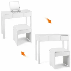 Costway White Vanity Dressing Table Furniture Stool Storage Box -Costway GUEST 279c05ba 282d 474e a732 7504a2093a86