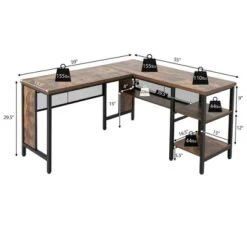 Costway Industrial L-Shaped Corner Computer Desk Office Workstation W/ Storage Shelves -Costway GUEST 27bad299 04c8 46a9 8b8a 7f6de02b08ae