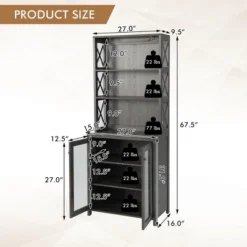 Costway Tall Freestanding Bar Cabinet Kitchen Buffet W/ Glass Holder & Adjustable Shelf -Costway GUEST 27d31bac 266f 44ee bc87 7ef99b06f185