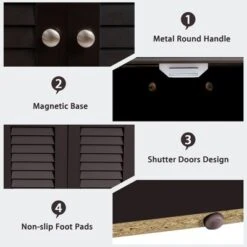 Corner Storage Cabinet Freestanding Floor Cabinet Bathroom W/ Shutter Door GreyBrown -Costway GUEST 27d60fc2 5c45 41fc bd38 504c1b1e95dd