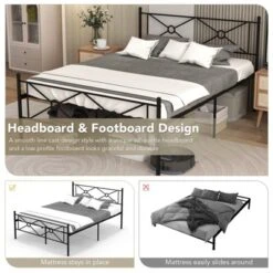 Costway Full/Queen Size Metal Platform Bed Frame W/ Headboard Mattress Foundation -Costway GUEST 27e93499 5e54 4257 a1ac 3a3f4d89fbf6