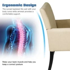 Costway Executive Guest Chair Accent Chair Arm Chair W/Rubber Wood Legs -Costway GUEST 27f5dcc3 927c 4e35 b428 ed34033264e0