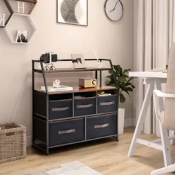 Costway 5-Drawer Storage Dresser Organizer Unit With Fabric Bin For Living Room Bedroom -Costway GUEST 27ff4e24 e130 472a 9311 75b4233ce68c