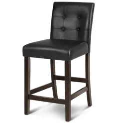 Costway Set Of 2 Bar Stools 25inch Counter Height Barstool Pub Chair Rubber Wood Black -Costway GUEST 283e3eec d75c 4cc5 b383 e7a6077a61e3
