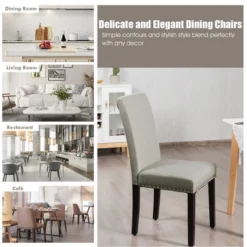 Costway Set Of 2 Fabric Dining Chairs Upholstered With Nailhead Trim -Costway GUEST 284d0da9 fa49 47b2 a338 ebf06a3f7142