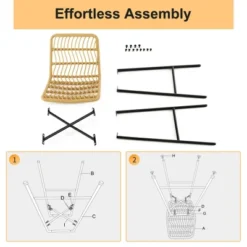 Costway Set Of 2 Rattan Bar Stools Counter Height Dining Chairs With Metal Legs Natural -Costway GUEST 285aa029 dd6b 4e07 8e04 7dd9743aa428