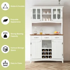 Costway Buffet And Hutch Kitchen Storage Cabinet Cupboard W/ Wine Rack & Drawers White 15 Costway Buffet And Hutch Kitchen Storage Cabinet Cupboard W/ Wine Rack & Drawers White -Costway GUEST 286eb568 3e11 4109 872f e5125ee115a0