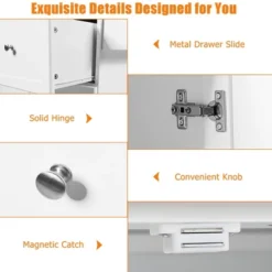 Costway Kitchen Island 2-Door Storage Cabinet Stainless Steel Top W/ Drawers -Costway GUEST 2874e6d6 98b6 469e 9f6b 3bc359184a94