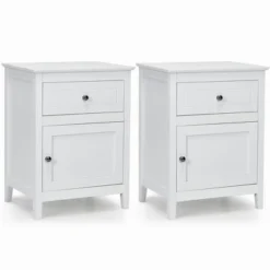 Costway 2PCS Nightstand With Drawer Accent Side End Table Storage Cabinet WhiteNatural -Costway GUEST 28a3c268 f8e1 4184 8b69 f6d8e8f6ba96
