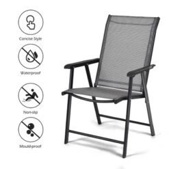 Costway Set Of 4 Outdoor Patio Folding Chairs Camping Deck Garden Pool Beach W/Armrest -Costway GUEST 28a44ae1 943c 494e ba53 ec4984a60854