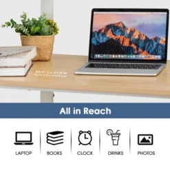 Costway Reversible Computer Desk Study Table Home Office W/Adjustable Bookshelf Natural -Costway GUEST 28d3e8a3 18be 466e 9af8 534cdaeb91ba