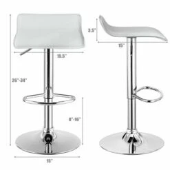 Costway Set Of 4 Swivel Bar Stool PU Leather Adjustable Kitchen Counter Bar Chair White