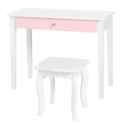 Costway Kids Vanity Set Princess Makeup Dressing Play Table Set W/Mirror White Pink -Costway GUEST 29437359 2d54 4a39 a99c 0726e0bbf31c