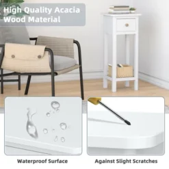 Costway 2 Tier End Bedside Sofa Side Table With Drawer Shelf Acacia Wood Nightstand White 13 Costway 2 Tier End Bedside Sofa Side Table With Drawer Shelf Acacia Wood Nightstand White -Costway GUEST 2954a62c fdbb 46e8 913b 2298c64426a4