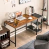 Costway 55'' Computer Desk Writing Workstation Study Table Home Office With Bookshelf Black/Rustic -Costway GUEST 29a02792 c785 4f6f b33b efb7f60d4ac6