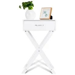 Costway 2 PCS Nightstand X-Shape Drawer Accent Side End Table Modern Home Furniture White -Costway GUEST 2a0b71eb ef55 44de 884f 8f7815a993e1 1
