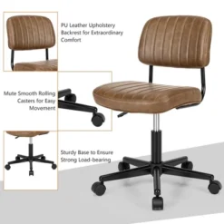 Costway PU Leather Office Chair Adjustable Swivel Task Chair W/ Backrest -Costway GUEST 2a471ca5 7ba8 4a74 8800 16d2651b939e