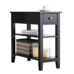 Costway 2 PCS 3Tier Nightstand Bedside Side End Table W/Double Shelves Black -Costway GUEST 2a620dd0 3cbf 4a6b 9484 d262a66942a4