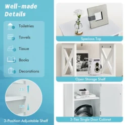Costway Bathroom Floor Cabinet Side Storage Organizer With Open Shelf & Adjustable Shelf -Costway GUEST 2a65ec29 a756 4e5b 8058 6c3e82a9476d