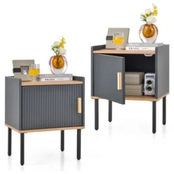 Costway Nightstand Bedside End Table With Door Cabinet For Living Room Bedroom -Costway GUEST 2a8b024a 4809 4f25 9a40 d9f14f53b9b6