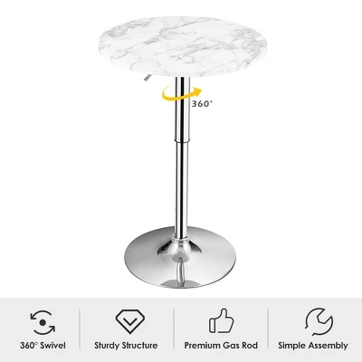 Costway Round Bistro Bar Table Height Adjustable 360-degree Swivel 6 Costway Round Bistro Bar Table Height Adjustable 360-degree Swivel - Image 4