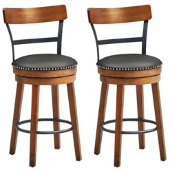 Costway Set Of 2/4 BarStool 25.5'' Swivel Counter Height Dining Chair With Rubber Wood Legs -Costway GUEST 2af649da 19b1 4bc7 b6c7 953cb4a8f618