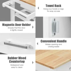 Costway 4-Tier Wood Kitchen Island Trolley Cart Storage Cabinet W/ Wine Rack White -Costway GUEST 2afb4d63 d7b8 4bfe 8bf0 b5d8c3d88060