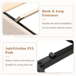 Costway Full/Queen Size Upholstered Bed Frame With Elastic Pockets Mattress Foundation Beige -Costway GUEST 2b14aae6 8769 4df0 8311 c16e2ad35476