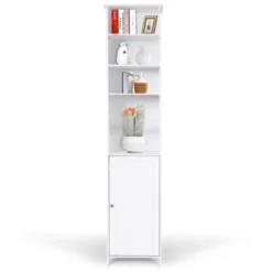Costway 72''H Bathroom Tall Floor Storage Cabinet Shelving Display GreyWhite -Costway GUEST 2b199418 f75a 48dc a34f b813357391a0