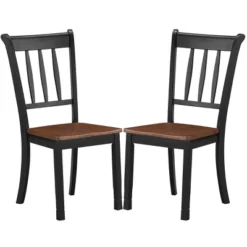 Costway Set Of 2 Wood Dining Chair High Back Kitchen Whitesburg Side Chair BlackWhite -Costway GUEST 2b28ae80 d9bc 4c22 8e54 cbff9c8f3b09