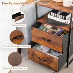 Costway 2-Drawer Dresser W/ Shelves Fabric Dresser Sturdy Steel Frame Wooden Top Rustic 17 Costway 2-Drawer Dresser W/ Shelves Fabric Dresser Sturdy Steel Frame Wooden Top Rustic -Costway GUEST 2b3afd20 6bcb 48be b691 81784342b883