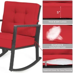 Costway Patio Rattan Rocker Chair Outdoor Glider Wicker Rocking Chair Cushion Lawn Red 14 Costway Patio Rattan Rocker Chair Outdoor Glider Wicker Rocking Chair Cushion Lawn Red -Costway GUEST 2b40327d 3885 4844 bbb7 322add0a6d91