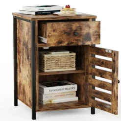 Costway Nightstand With Drawer Cabinet Adjustable Shelf Industrial Side Table Rustic -Costway GUEST 2b43c997 4c1f 4a50 9827 871f9e5161c5