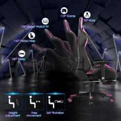 Costway Gaming Desk&Massage Gaming Chair Set W/ Footrest Monitor Shelf Power Strip Pink -Costway GUEST 2b7598b5 be80 4999 8a3c cf2d841a0055