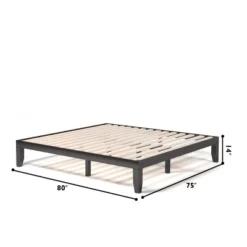 Costway King Size 14'' Wooden Bed Frame Mattress Platform Wood Slats Support EspressoNatural
