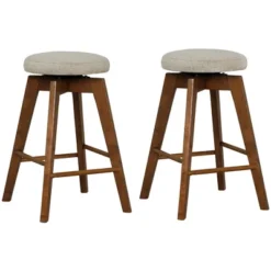 Costway Set Of 2 Swivel Bar Stools Upholstered Counter Height Chairs With Rubber Wood Legs -Costway GUEST 2b936e3d c95b 4caa 8560 e3319f1c0ff7