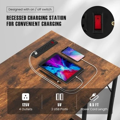 Costway 55'' Computer Desk W/ Charging Station Home Office PC Desk W/ 4 Power Outlets 10 Costway 55'' Computer Desk W/ Charging Station Home Office PC Desk W/ 4 Power Outlets - Image 8