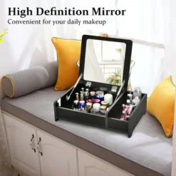 Costway 2-in-1 Vanity Dresser W/ Flip-Top Mirror Tabletop Storage Box Makeup Laptop Black -Costway GUEST 2bc17fb9 d18c 4c9c 918b da51b9642759