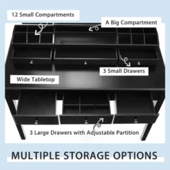Costway Vanity Table Stool Set Large Tri-folding Lighted Mirror 6 Drawer Dresser WhiteBlack -Costway GUEST 2bda095b 4709 48d5 aeb2 cd1a65f736cc