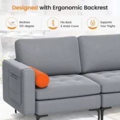 Costway Modern Modular 3-Seat Sofa Couch W/ Side Storage Pocket & Metal Leg Ash Grey 14 Costway Modern Modular 3-Seat Sofa Couch W/ Side Storage Pocket & Metal Leg Ash Grey -Costway GUEST 2bee91f7 e626 452f a245 90277fb35223