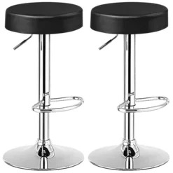 Costway Set Of 2 Round Bar Stool Adjustable Swivel Pub Chair W/ Footrest WhiteRedBlack -Costway GUEST 2bf11b5f 8eb1 4e14 b8b2 31824c3af907
