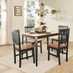 Set Of 4 Dining Chair Kitchen Black Spindle Back Side Chair With Solid Wooden Legs -Costway GUEST 2c1f31d9 6d3e 4e1b a10b d14a2b7ab345 1