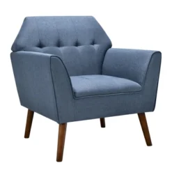 Costway Modern Tufted Fabric Accent Chair Upholstered Armchair With Rubber Wood Legs Blue/Grey 22 Costway Modern Tufted Fabric Accent Chair Upholstered Armchair With Rubber Wood Legs Blue/Grey -Costway GUEST 2c64a0b2 8088 4373 8c3f 9b41deee535c