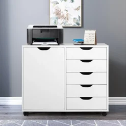 Costway 5-Drawer Dresser Chest Mobile Storage Cabinet W/Door, Printer Stand Home Office -Costway GUEST 2c771895 5444 4879 8b6c 871f3e92d7d5