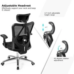 High Back Mesh Office Chair Adjustable Lumbar Support&Headrest Home Study Black -Costway GUEST 2c7fce31 d2c6 40bc 873a dc49f07c8970